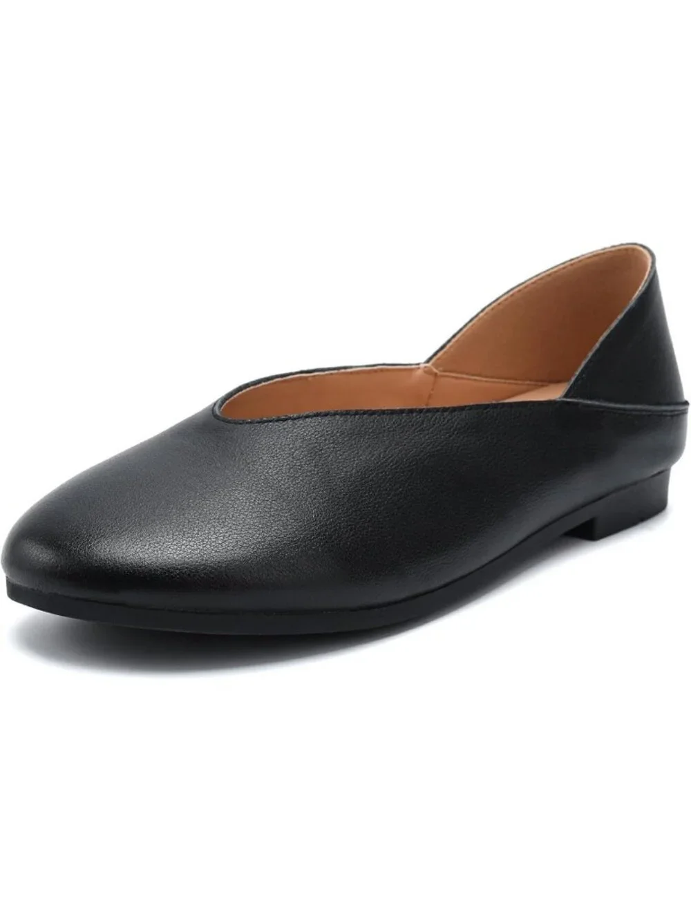 Classic Leather Ballet Flats - Soft Round Toe Slip-Ons, Comfortable Low Heel